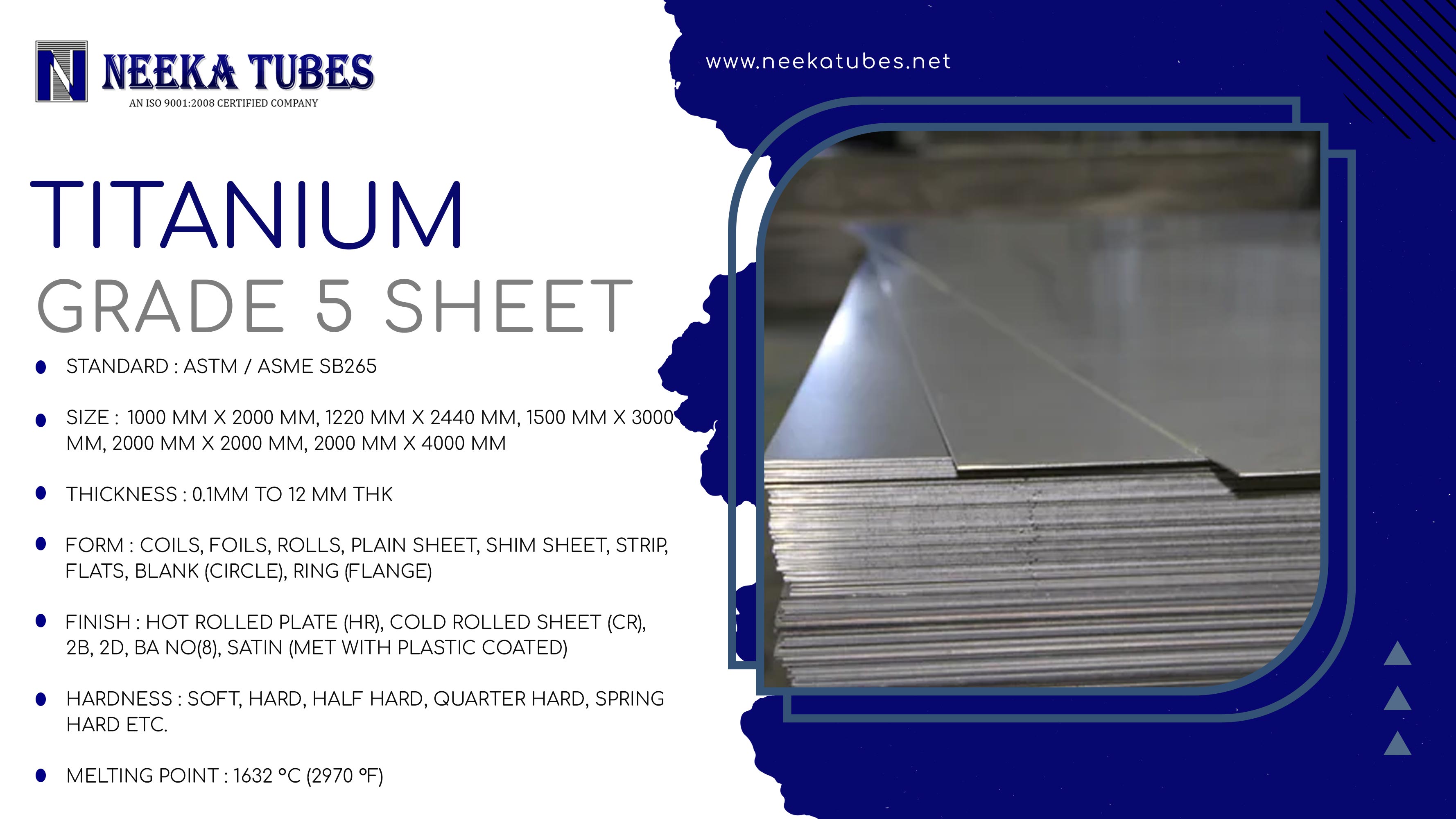 Tittanium grade 5 sheet specification
